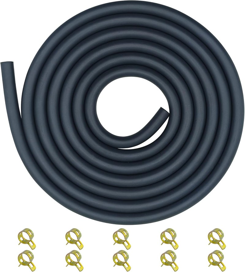 Strongthium 3/16 Fuel Line Hose Set with 10 Pieces Clamps Rubber Gas Tube for ATV Go-carts Mini Bikes 196cc 212cc 6.5hp 5.5hp 8hp 9hp 11hp 13hp Small Engines Generators 6.6 FT - Image 1